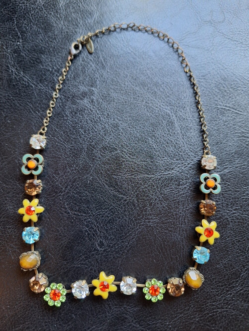 VOLM Vintage Colorful Statement Necklace Flowers Various Charms & Pendants